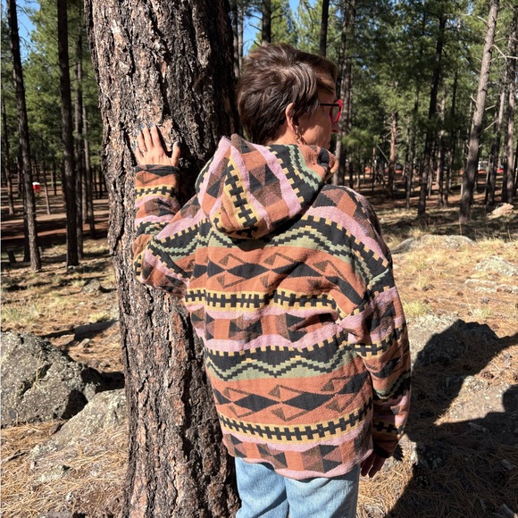 Aztec Boho upcycled blanket hoodie - Picture 5 of 12